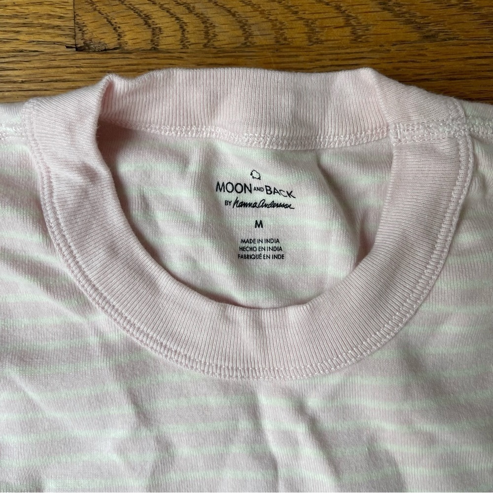 Hanna Andersson Moon and Back Striped PJ Long Sleeve Top Pink Size Medium NWOT - Picture 2 of 7
